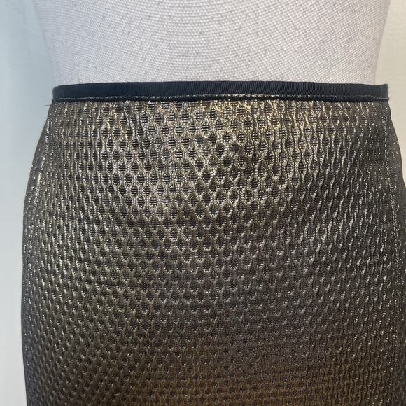 M.S.S.P. Skirt sz 12 Gold Diamonds Straight Knee Pleats Career Cocktail Wedding - Picture 3 of 7